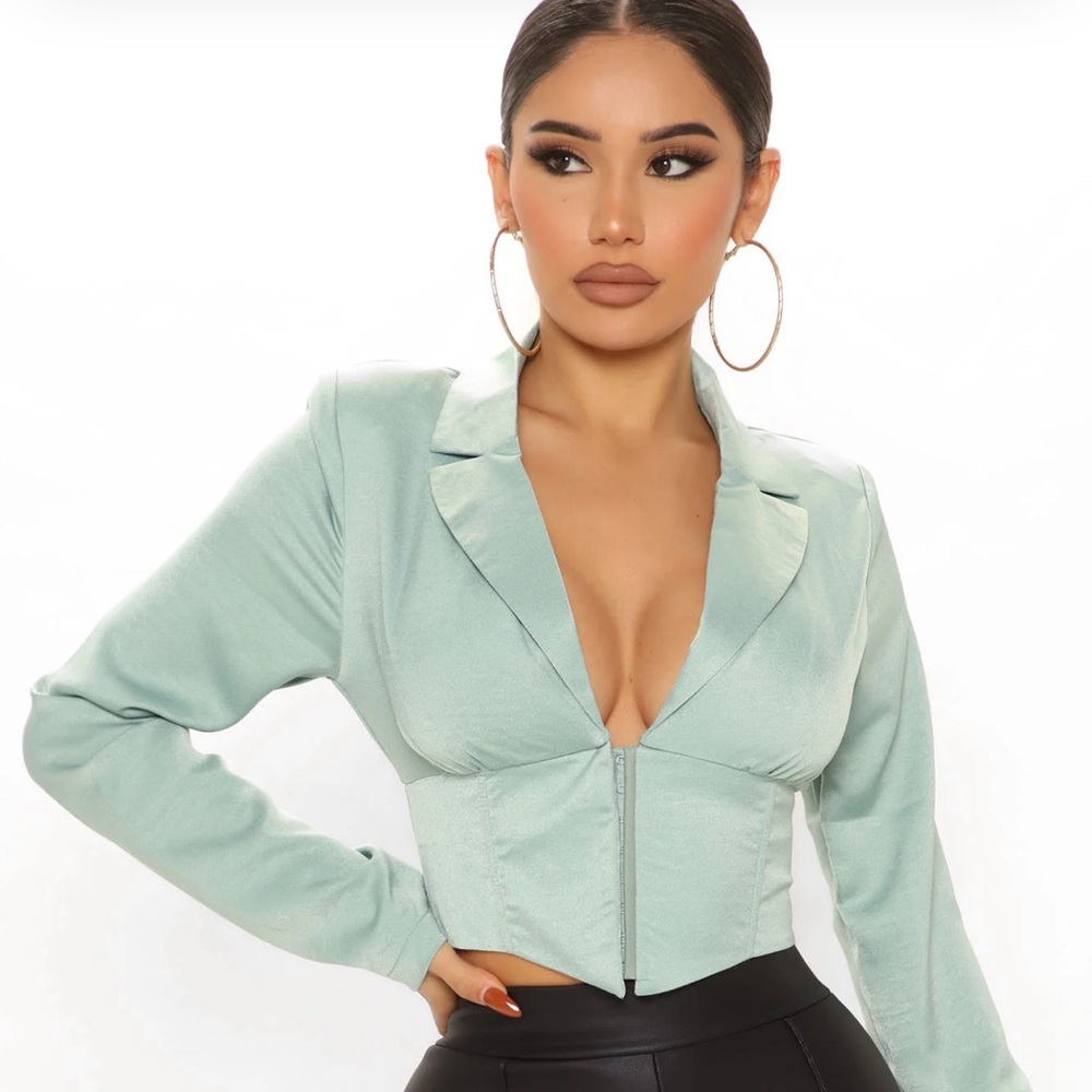 NWT Fashion “ sorry it’s girls night out top” sage green 💚